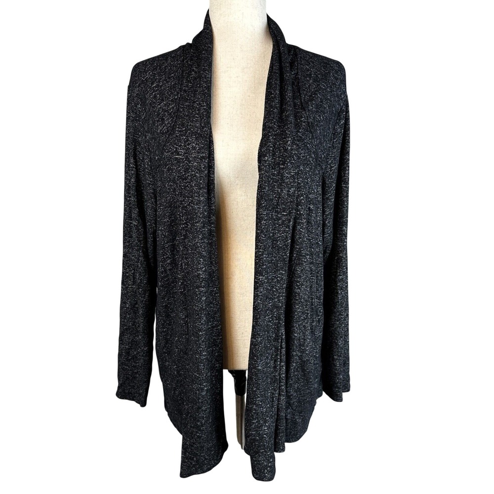 Habitat Womens Open Front Draped Cardigan Sweater Size XL Gray Marl Pockets